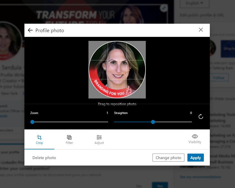 Uploading a profile picture to your LinkedIn profile