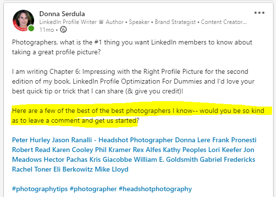 Tag people in your LinkedIn post to get more engagement 