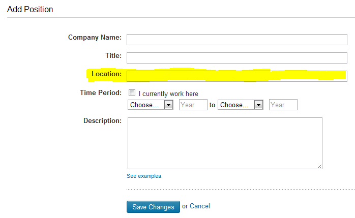 Adding Location to LinkedIn Experience Position