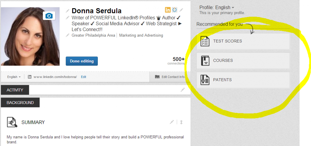 Additional Profile Sections on the new LinkedIn profile