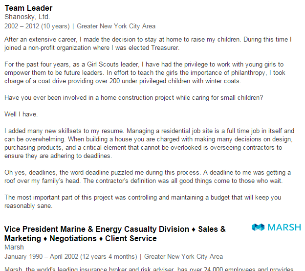 Employment Gap Explanation LinkedIn Profile