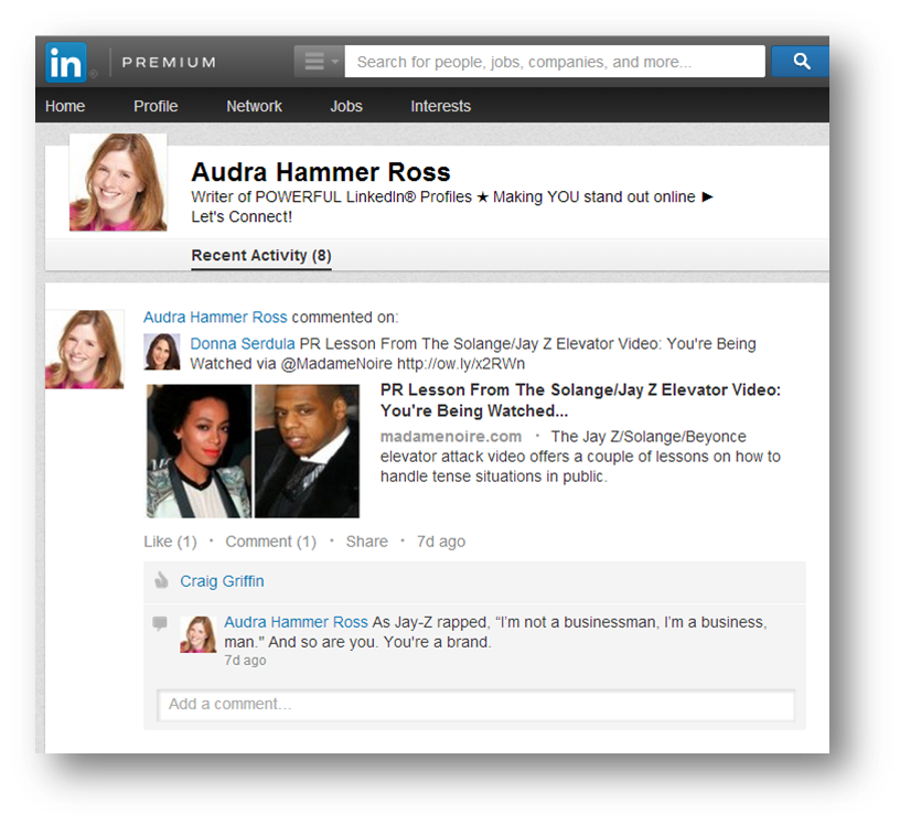 Listing of LinkedIn Activity feed history