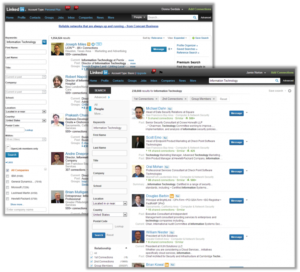 LinkedIn Advanced Search Results