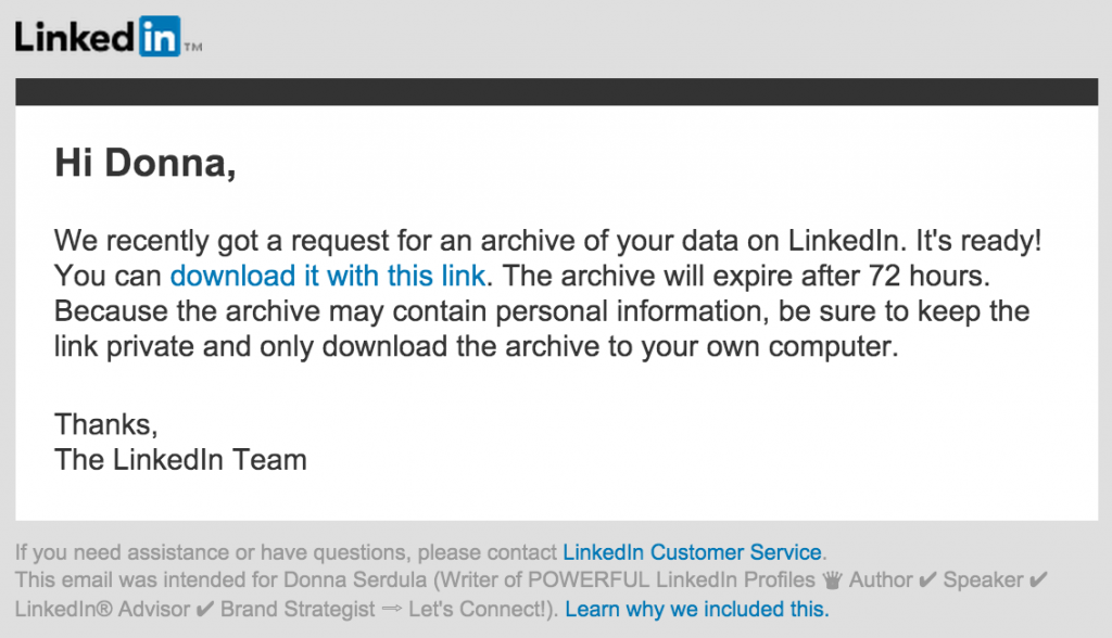 LinkedIn Archive Email