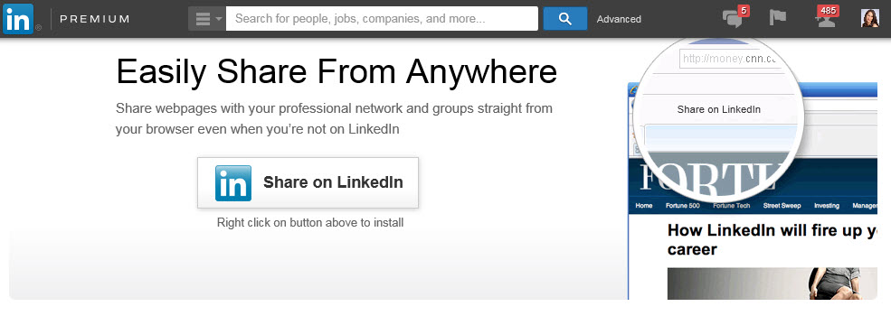 LinkedIn Bookmarklet: Share from Anywhere