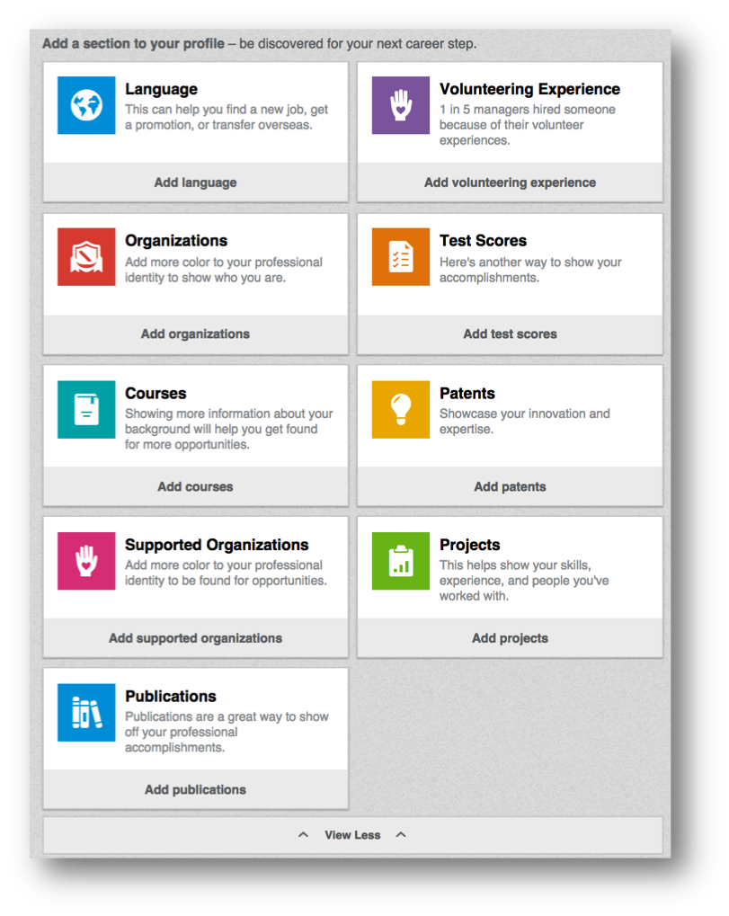 LinkedIn Add Sections