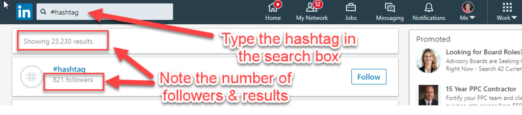 Before using a hashtag in your LinkedIn post, research it first