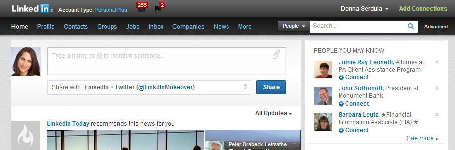 Old LinkedIn Navigation Bar