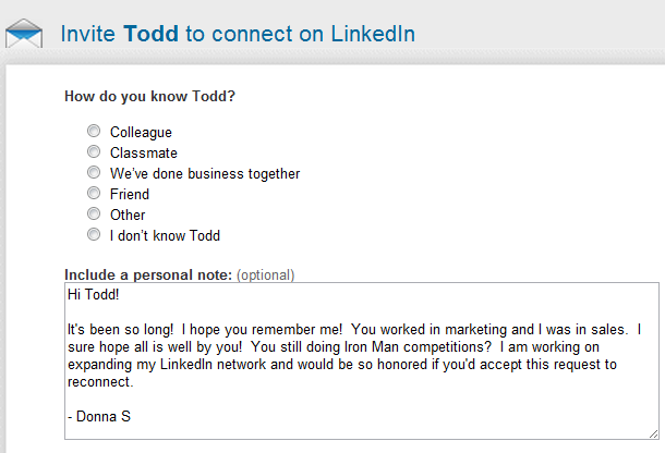Personalized LinkedIn Invitation to Connect on LinkedIn