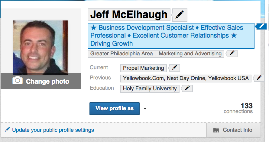 Inline editing on the LinkedIn Profile