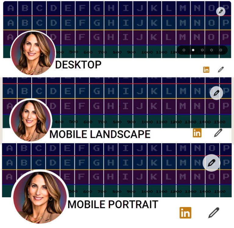 LinkedIn Background Responsive Examples from Desktop to Mobile Portrait and Landscape